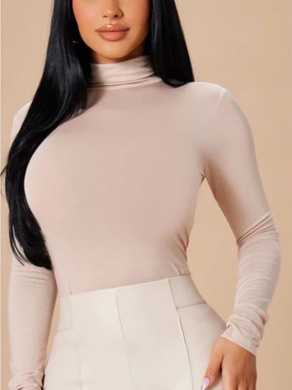 Tan Turtleneck Top
